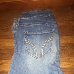 blue high rise hollister jeans